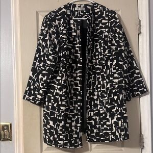 Kasper Black and White Patterned Blazer